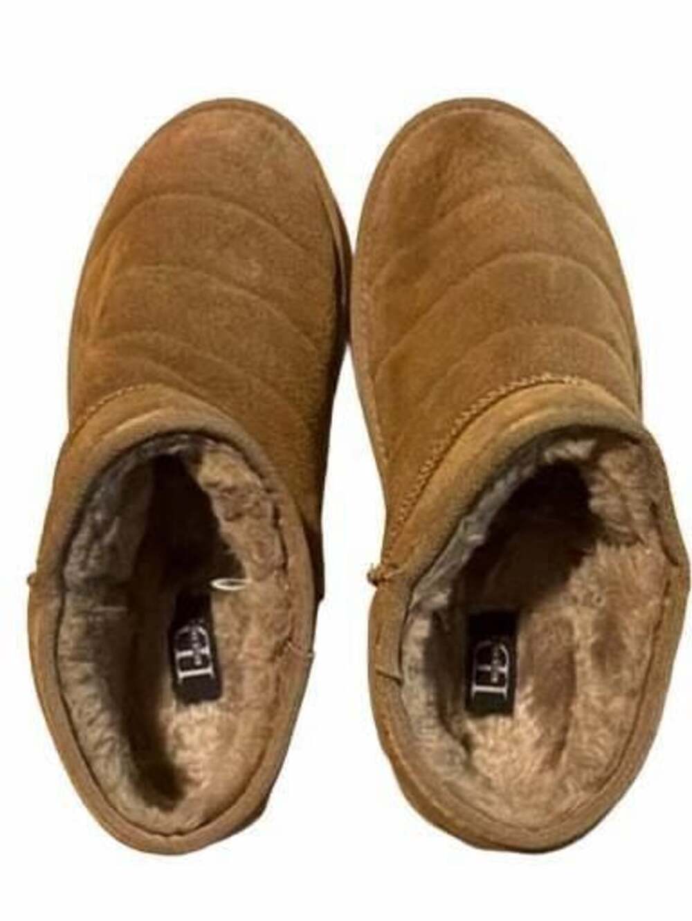 ID Required Brown Suede Sherpa Lined Quilted Slip-On Booties Slippers